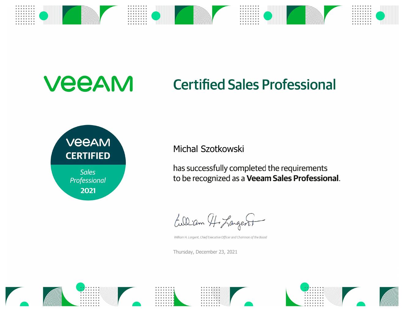 Veeam Certified Sales Professional 2021