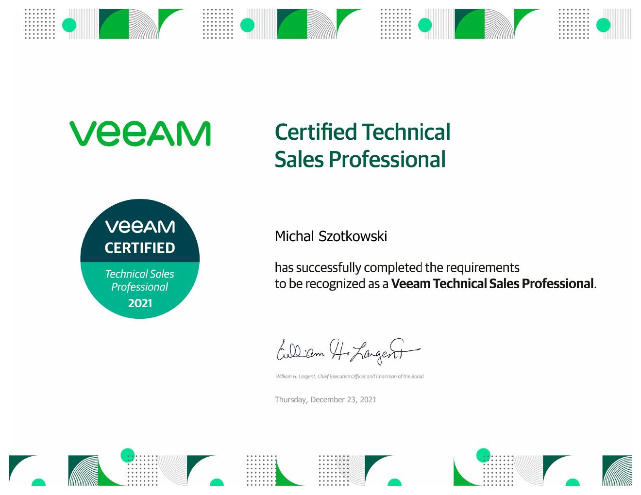 Veeam Certified Technical Sales Professional 2021